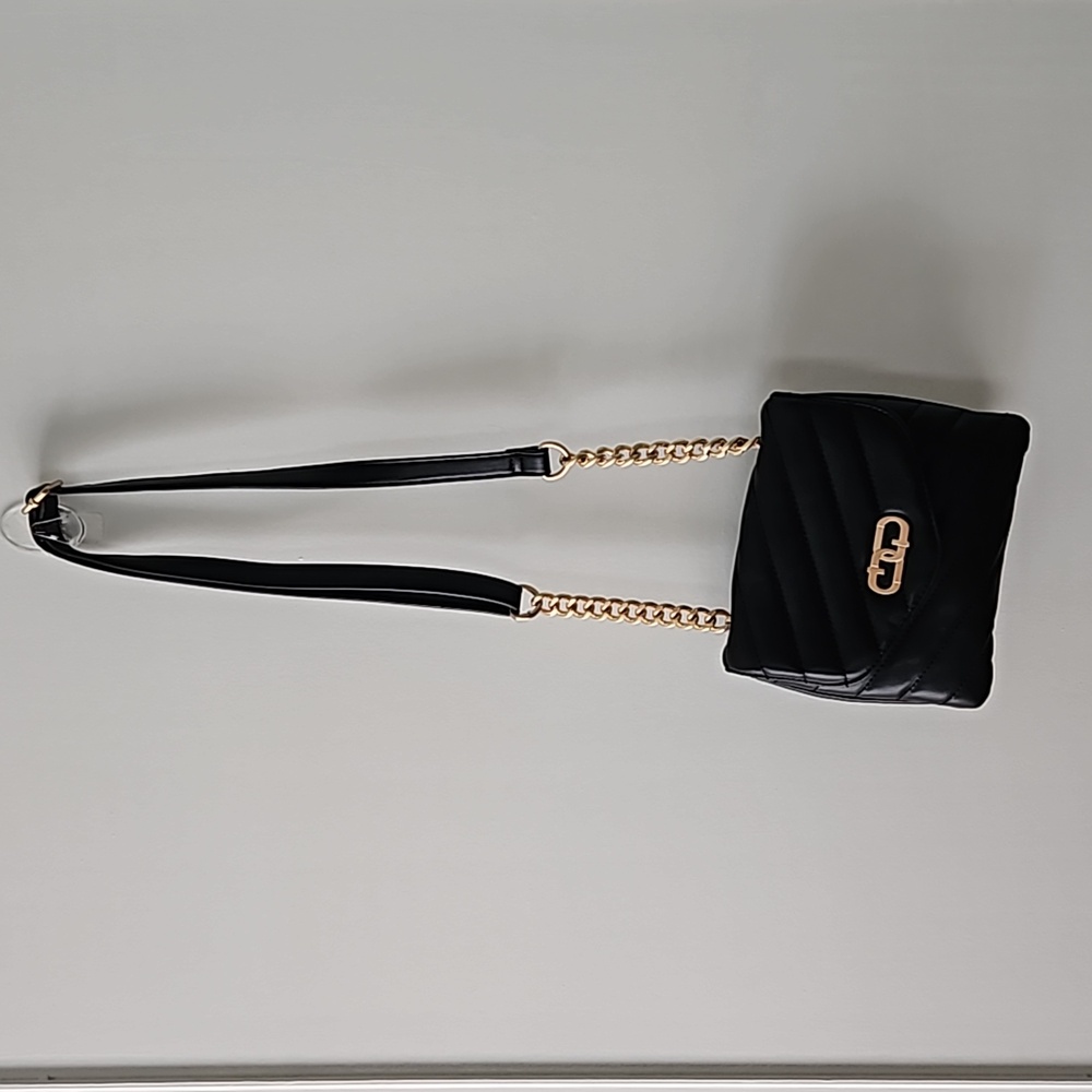 Time and Tru Women's Flap Front Faux Lthr Crossbody Bag Black
